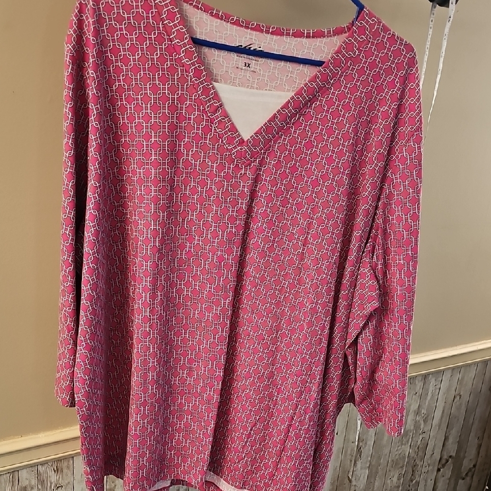 🟠Chic Pink Patterned Blouse #D